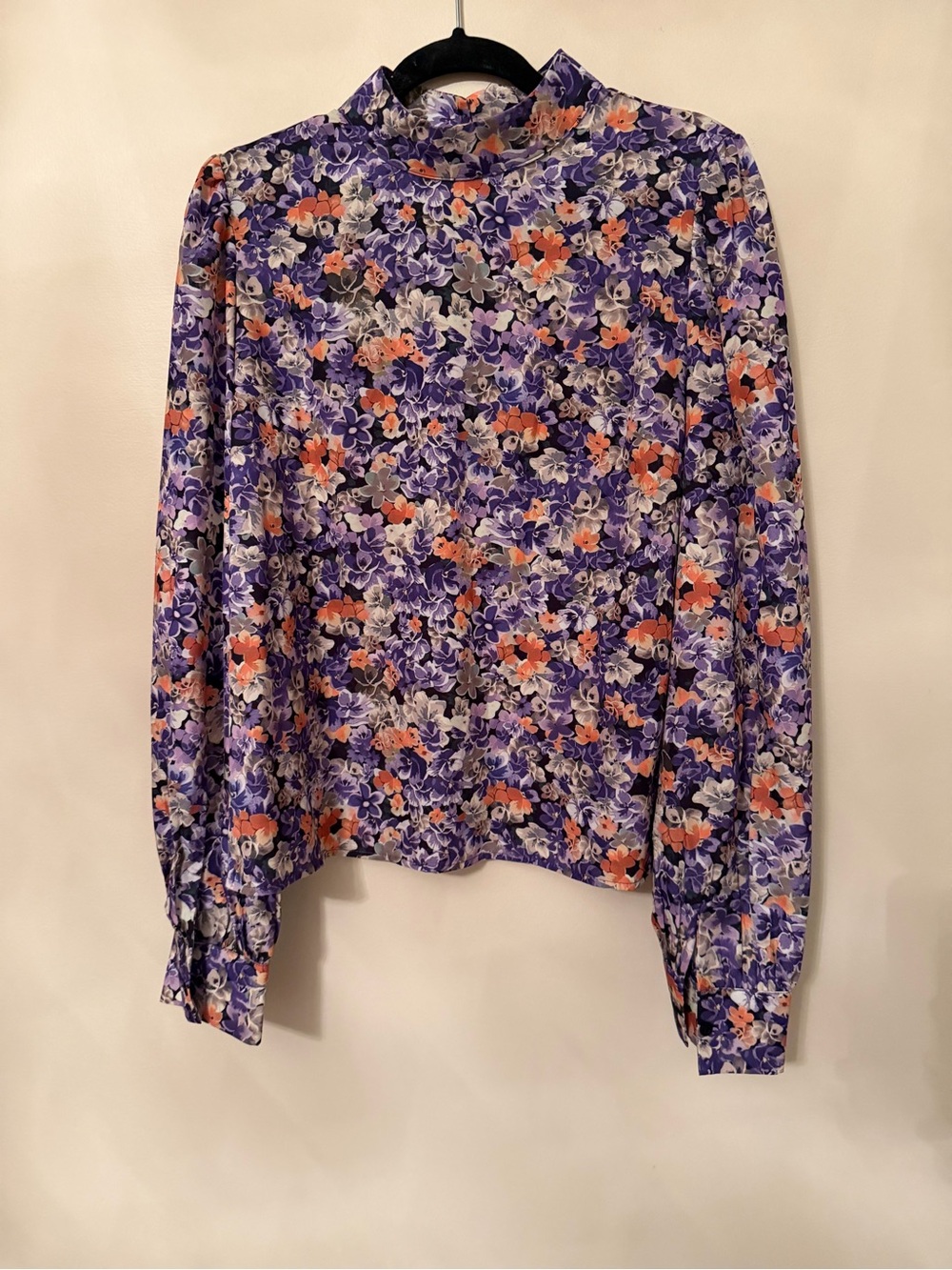 Floral Mock Neck Long Sleeve Top - Purple Floral